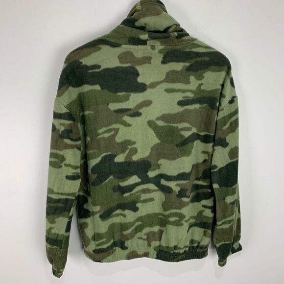 Derek Heart Green Camo Fleece Cowl Neck Sweater - Picture 7 of 8
